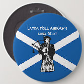 Happy St Andrews Day Flag Bagpiper Colossal Badge Ronde Button 6,0 Cm (Voorkant /achterkant)