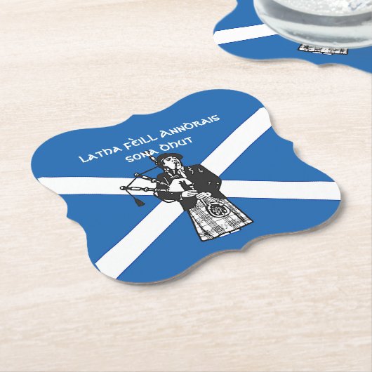Happy St Andrews Day Flag Bagpiper Kartonnen Onderzetters (Gekanteld)