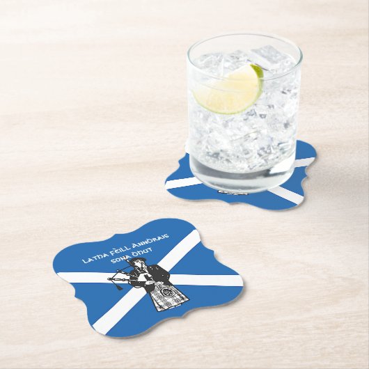 Happy St Andrews Day Flag Bagpiper Kartonnen Onderzetters (Insitu)