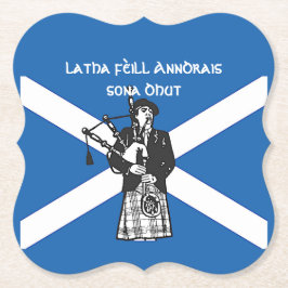 Happy St Andrews Day Flag Bagpiper Kartonnen Onderzetters