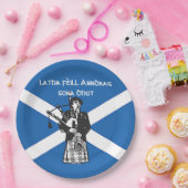 Happy St Andrews Day Flag Bagpiper Large 9" Papieren Bordje (Feest)