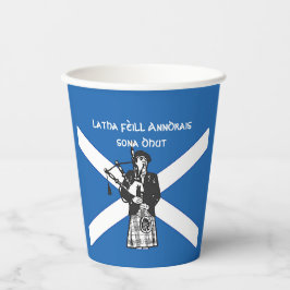 Happy St Andrews Day Flag Bagpiper Papieren Bekers
