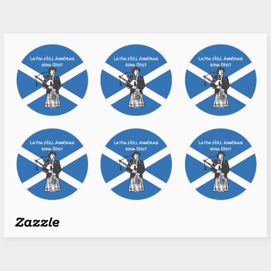 Happy St Andrews Day Flag Bagpiper Ronde Sticker (Vel)