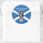Happy St Andrews Day Flag Bagpiper Ronde Sticker (Tas)