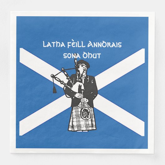 Happy St Andrews Day Flag Bagpiper Servet (Voorkant)