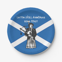 Happy St Andrews Day Flag Bagpiper Small 7" Papieren Bordje