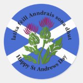 Happy St Andrews Day Flag Thistle Ronde Sticker (Voorkant)