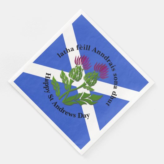 Happy St Andrews Day Flag Thistle Servet (Hoek)
