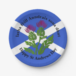 Happy St Andrews Day Flag Thistle Small Papieren Bordje