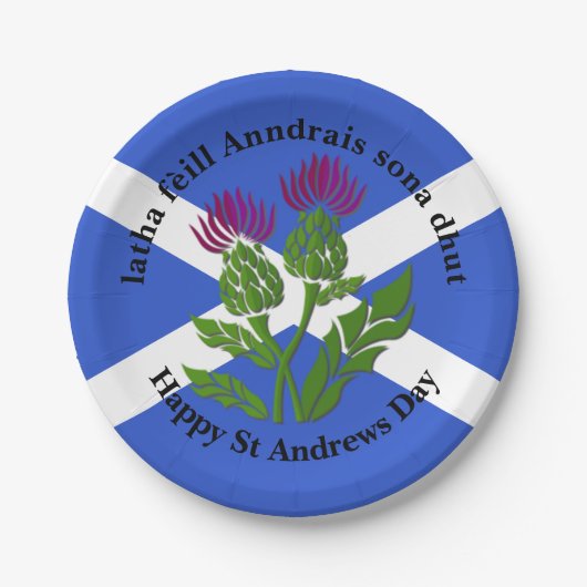 Happy St Andrews Day Flag Thistle Small Papieren Bordje (Voorkant)