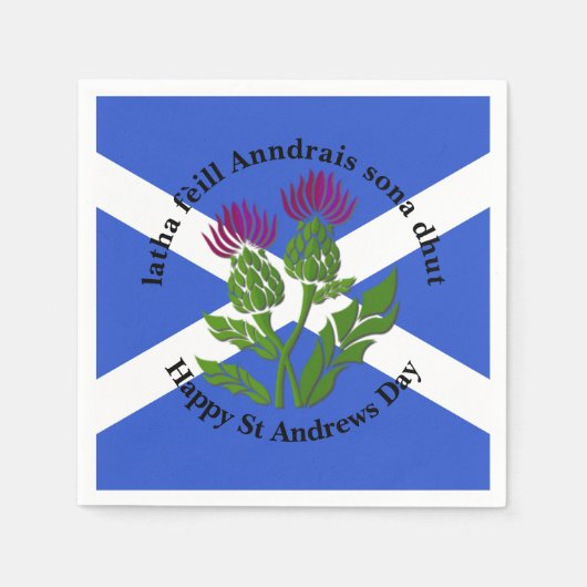 Happy St Andrews Day Flag Thistle Small Servet (Voorkant)