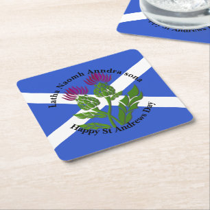 Happy St Andrews Day Thistle & Flag Kartonnen Onderzetters
