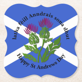 Happy St Andrews Day vlag distelbeugel Kartonnen Onderzetters