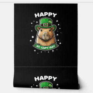 Happy St Capy-day St Patrick's Day voor Capybara L Behang