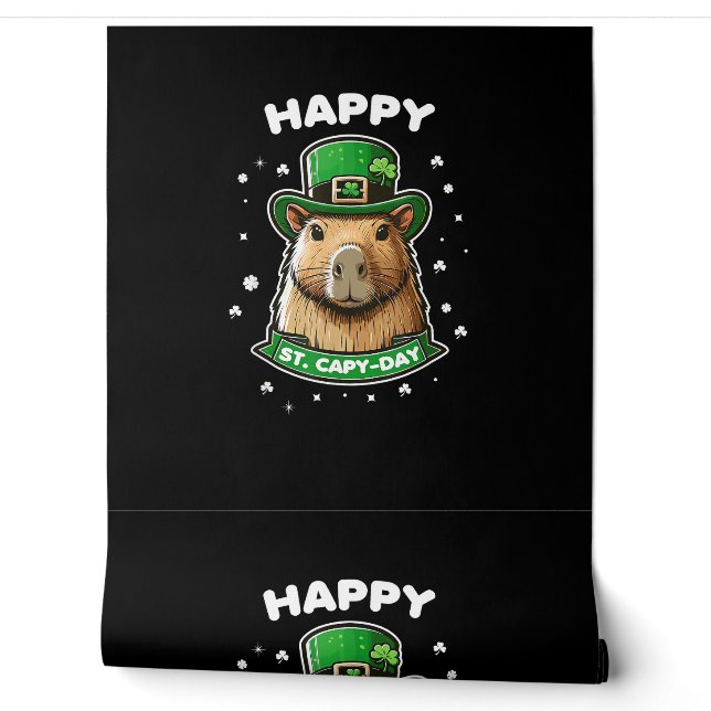 Happy St Capy-day St Patrick's Day voor Capybara L Behang (Afrollen)