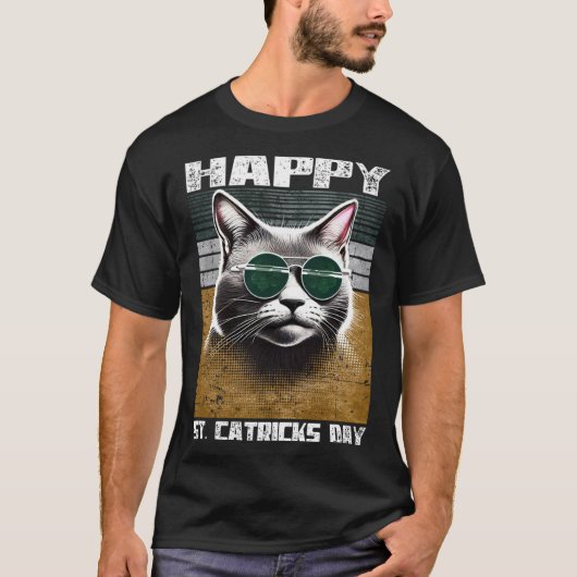 Happy St. Catricks Day Grijze Kat Zonnebril Iers F T-shirt (Voorkant)