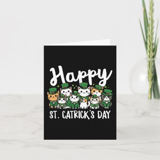 Happy St Catricks Day St Patricks Day Cat Leprecha Kaart (Voorkant)