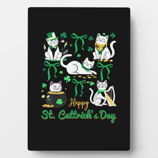 Happy St Cattrick's Day Coquette Bow Cat St Patric Fotoplaat (voorkant)