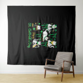 Happy St Cattrick's Day Coquette Bow Cat St Patric Wandkleed (In Situ (horizontaal))