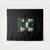 Happy St Cattrick's Day Coquette Bow Cat St Patric Wandkleed (Voorkant (horizontaal))