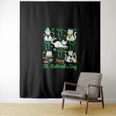 Happy St Cattrick's Day Coquette Bow Cat St Patric Wandkleed (In situ)