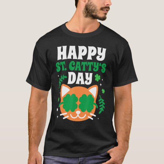 Happy St Catty S Day Grappig Leuke Kat St Patricks T-shirt (Voorkant)