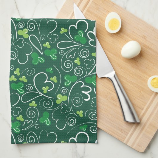HAPPY ST. DAG Shamrock Pattern Kitchen T Theedoek (Quarter Fold)