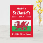 Happy St David's Day Dydd Garreyl Dewi Hapus 2 Kaart (Gele Bloem)