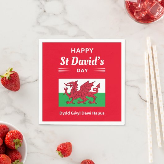 Happy St David's Day Dydd Garreyl Dewi Hapus 2 Servet (Insitu)