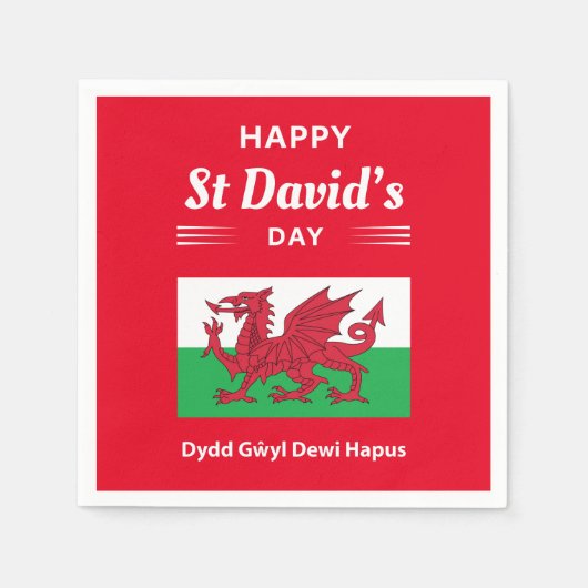 Happy St David's Day Dydd Garreyl Dewi Hapus 2 Servet (Voorkant)