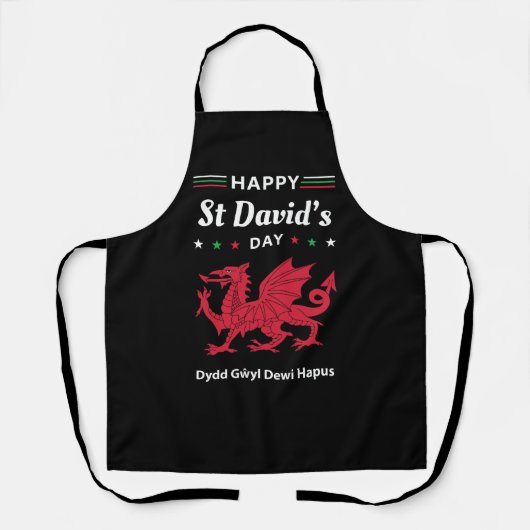 Happy St David's Day Dydd Garreyl Dewi Hapus 3 Schort (Voorkant)