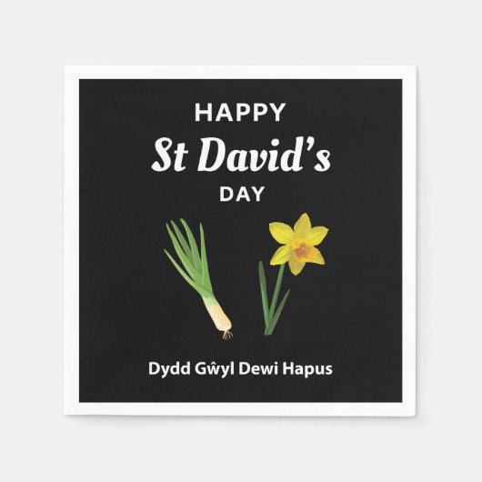 Happy St David's Day Dydd Garreyl Dewi Hapus 4 Servet (Voorkant)