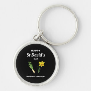 Happy St David's Day Dydd Garreyl Dewi Hapus 4 Sleutelhanger
