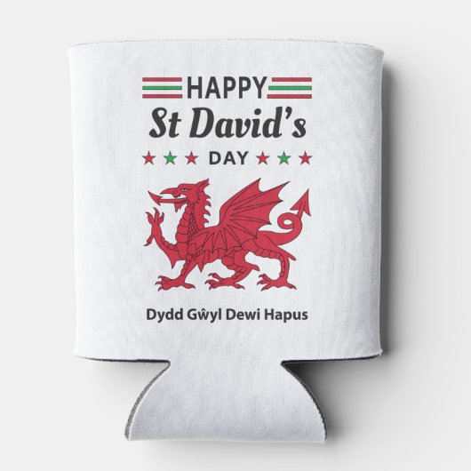 Happy St David's Day Dydd Garreyl Dewi Hapus 5 Blikjeskoeler (Achterkant)