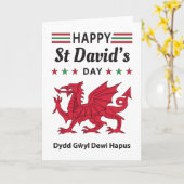 Happy St David's Day Dydd Garreyl Dewi Hapus 5 Kaart (Gele Bloem)