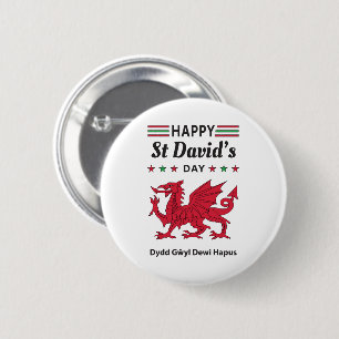 Happy St David's Day Dydd Garreyl Dewi Hapus 5 Ronde Button 5,7 Cm