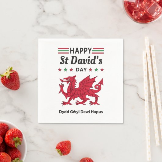 Happy St David's Day Dydd Garreyl Dewi Hapus 5 Servet (Insitu)