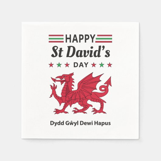 Happy St David's Day Dydd Garreyl Dewi Hapus 5 Servet (Voorkant)