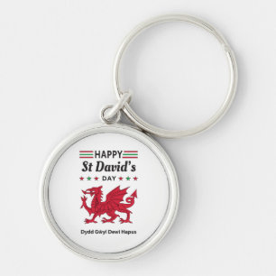 Happy St David's Day Dydd Garreyl Dewi Hapus 5 Sleutelhanger