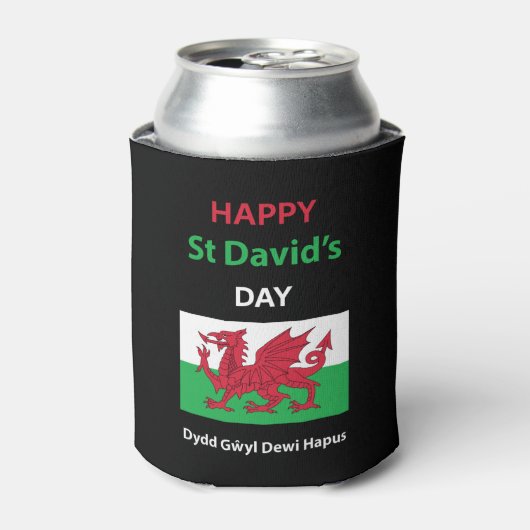 Happy St David's Day Dydd Garreyl Dewi Hapus Blikjeskoeler (Blikje Voorkant)