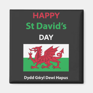 Happy St David's Day Dydd Garreyl Dewi Hapus Magneet