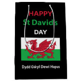 Happy St David's Day Dydd Garreyl Dewi Hapus Medium Cadeauzakje (Voorkant)