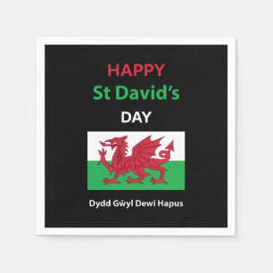 Happy St David's Day Dydd Garreyl Dewi Hapus Servet