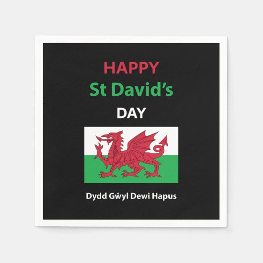 Happy St David's Day Dydd Garreyl Dewi Hapus Servet (Voorkant)