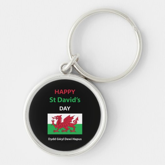Happy St David's Day Dydd Garreyl Dewi Hapus Sleutelhanger (Voorkant)
