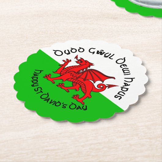 Happy St Davids Day in Celtic Style Kartonnen Onderzetters (Gekanteld)