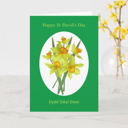 Happy St David's Day Welsh Daffodils Kaart (Gele Bloem)