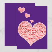 Happy St Dwynwens Day - Heart Word Cloud Feestdagenkaart (Voorkant / Achterkant)