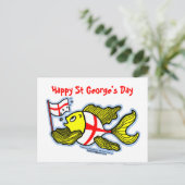 Happy St Georges Day lol cartoon engelse vlagvis Briefkaart (Staand voorkant)
