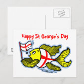 Happy St Georges Day lol cartoon engelse vlagvis Briefkaart (Voorkant / Achterkant)